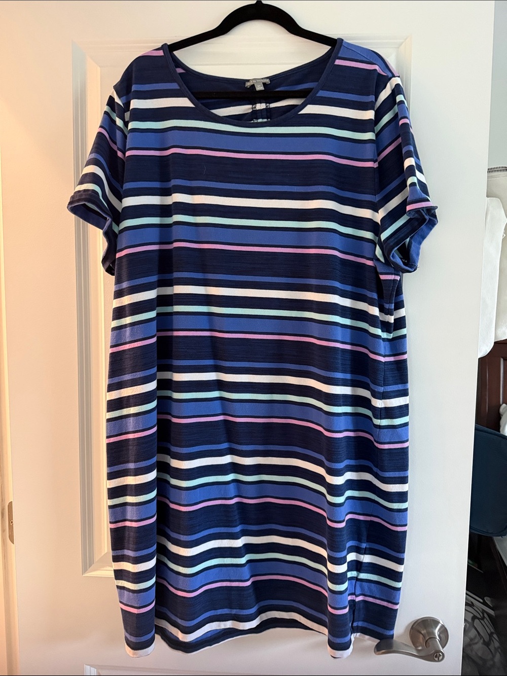 Talbots Navy Multistripe Short Sleeve Tee